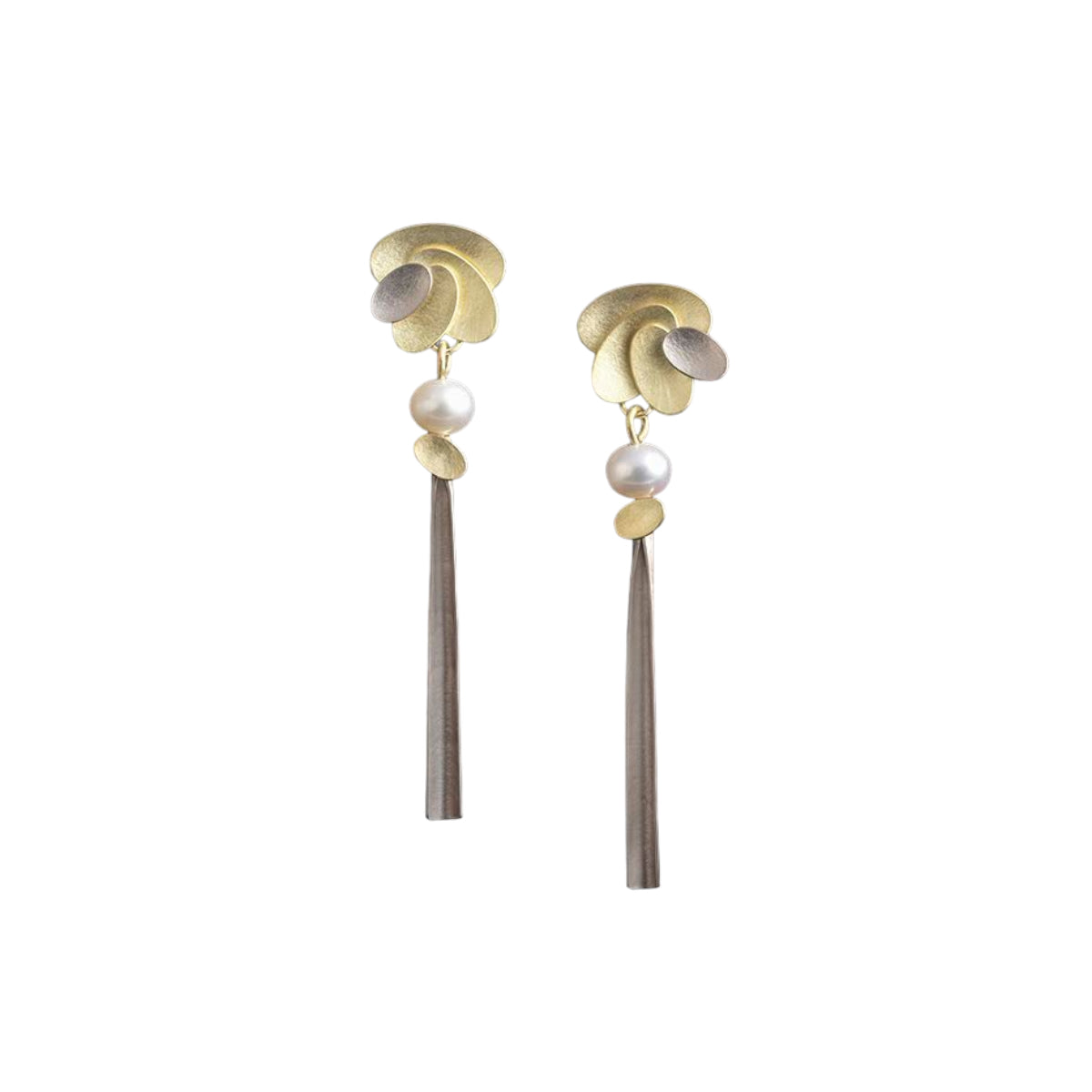 Four Oval 18 Carat Yellow & White Gold Drop Earrings