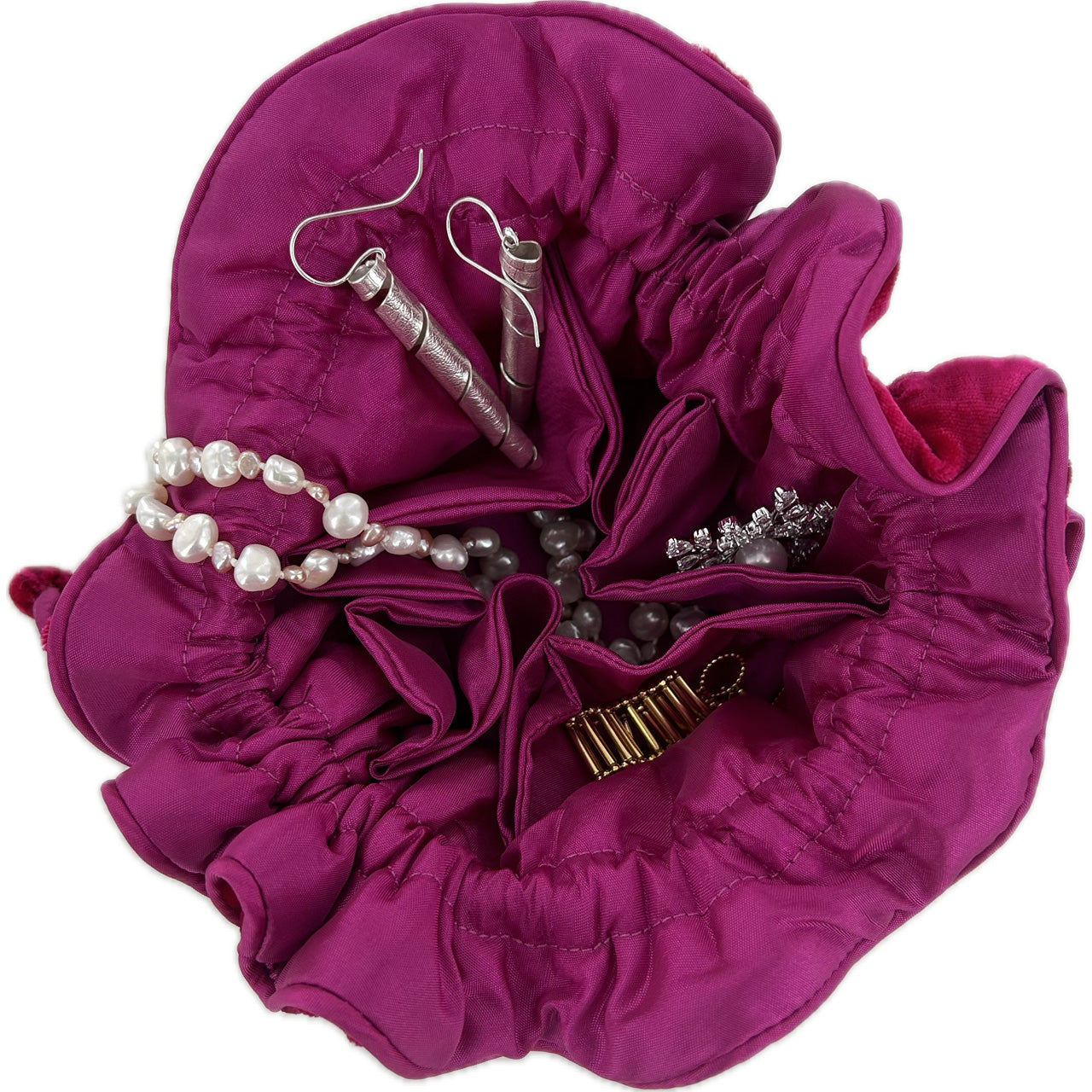 Fuchsia Velvet Draw Pull Pouch