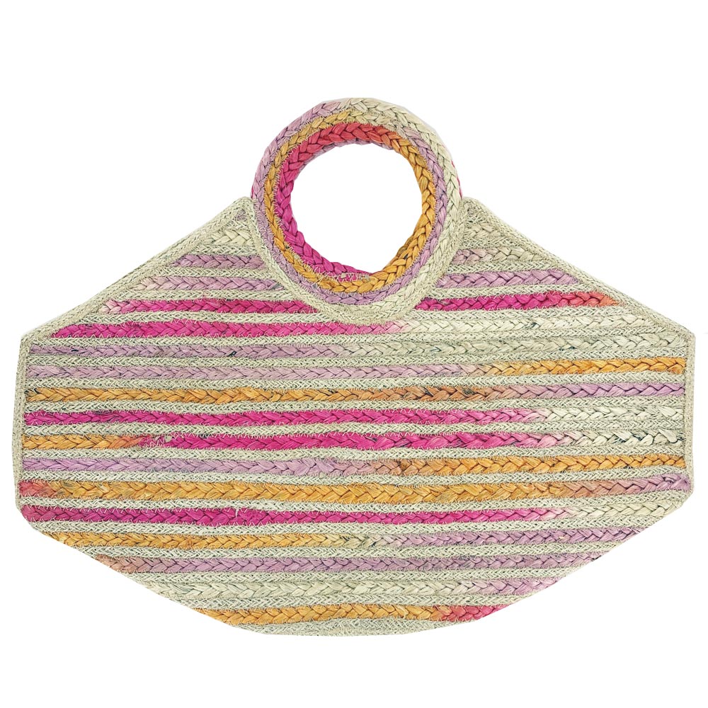 Pink & Yellow Stripe Jute Bag