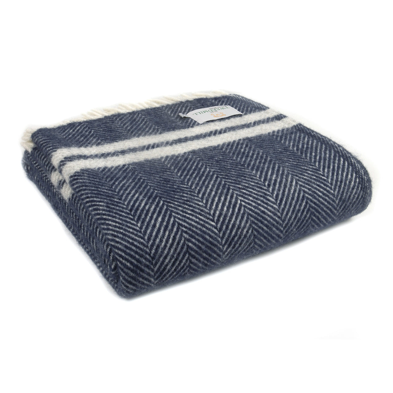Pure Wool Fishbourne Navy & Grey Knee Throw Glyndebourne Shop