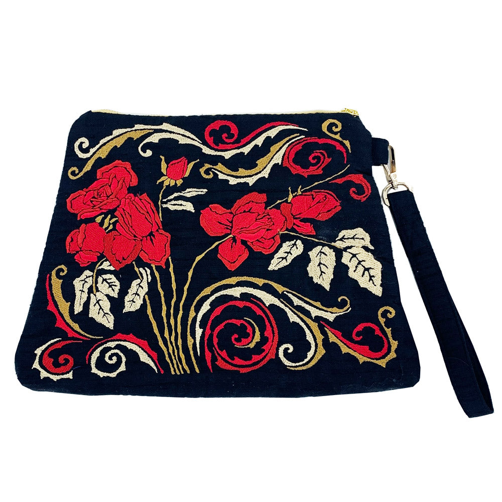 Tosca Embroidered Silk Clutch