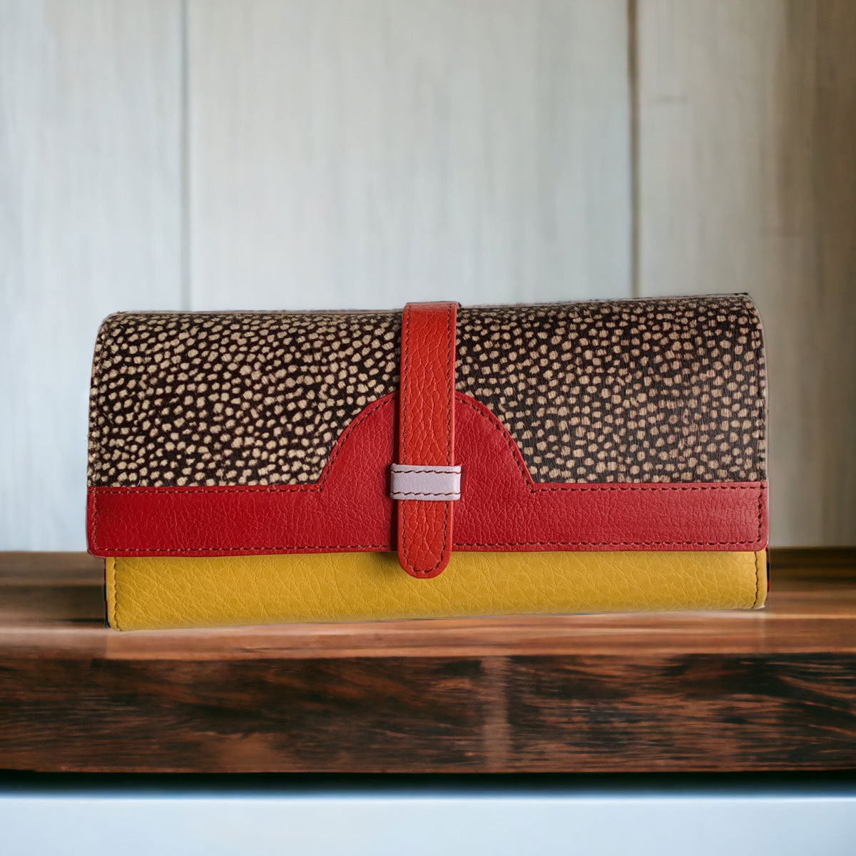 Red Half Moon Leather Wallet