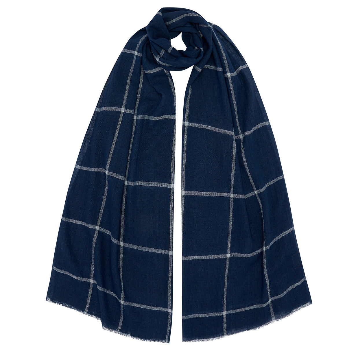 Rupert Navy Check Cotton Scarf