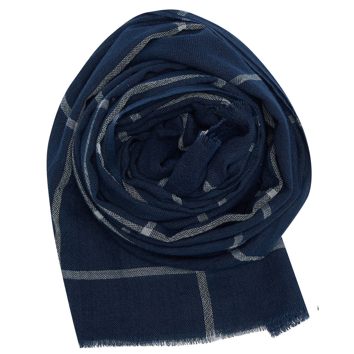Rupert Navy Check Cotton Scarf