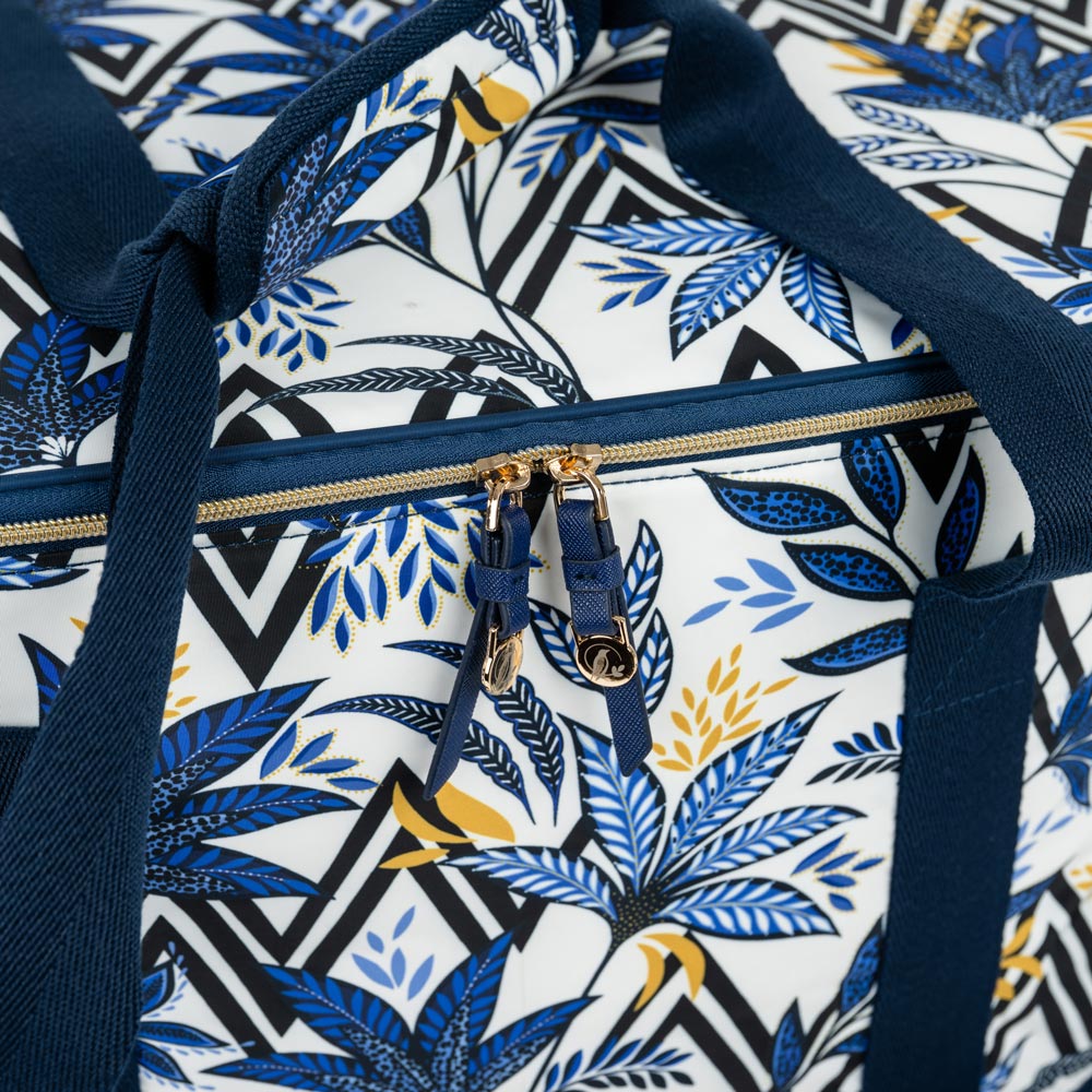 Indigo Cascading Leaves Family Picnic Cool Bag