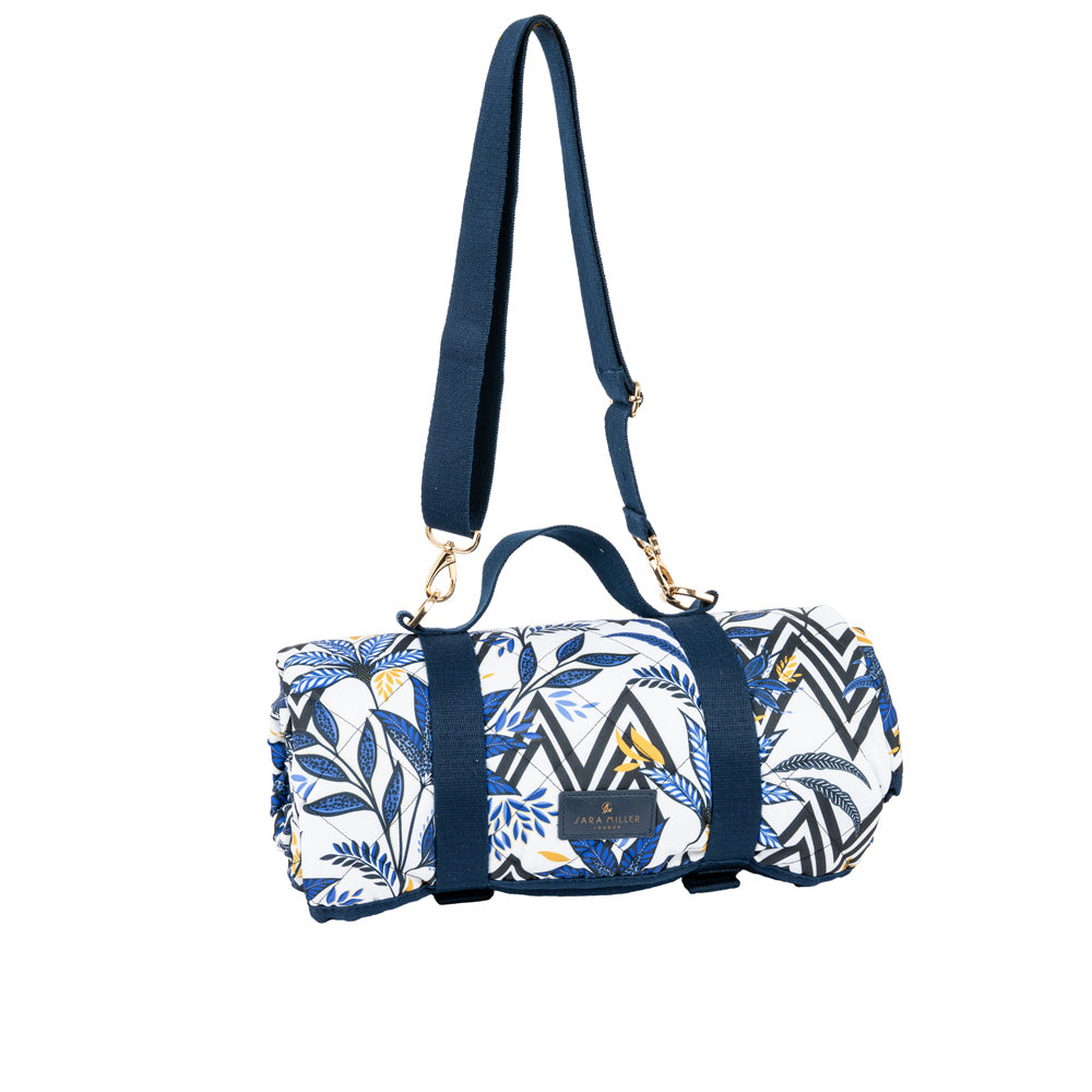 Indigo Cascading Leaves Picnic Blanket