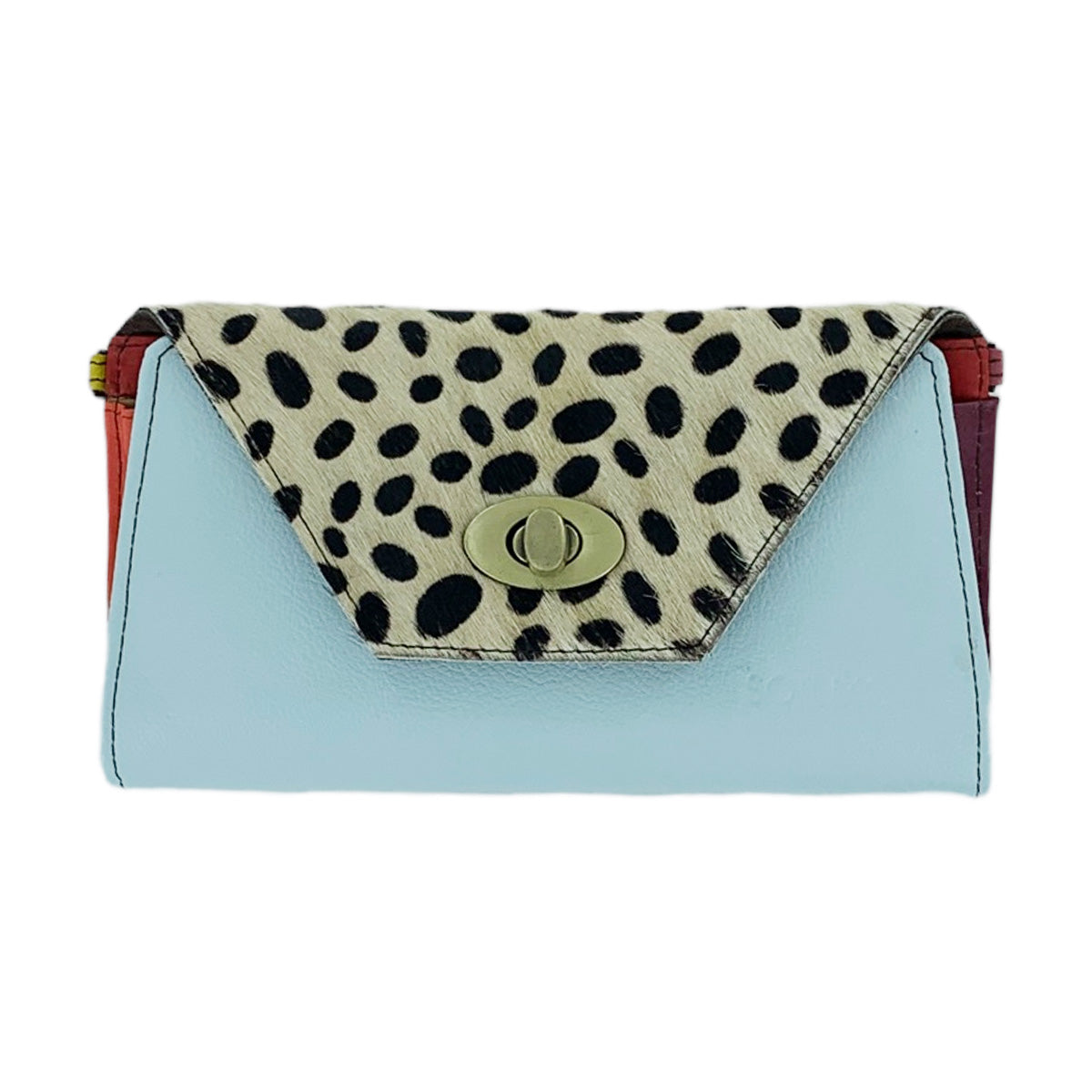Sky Blue leather Secret Print Clutch
