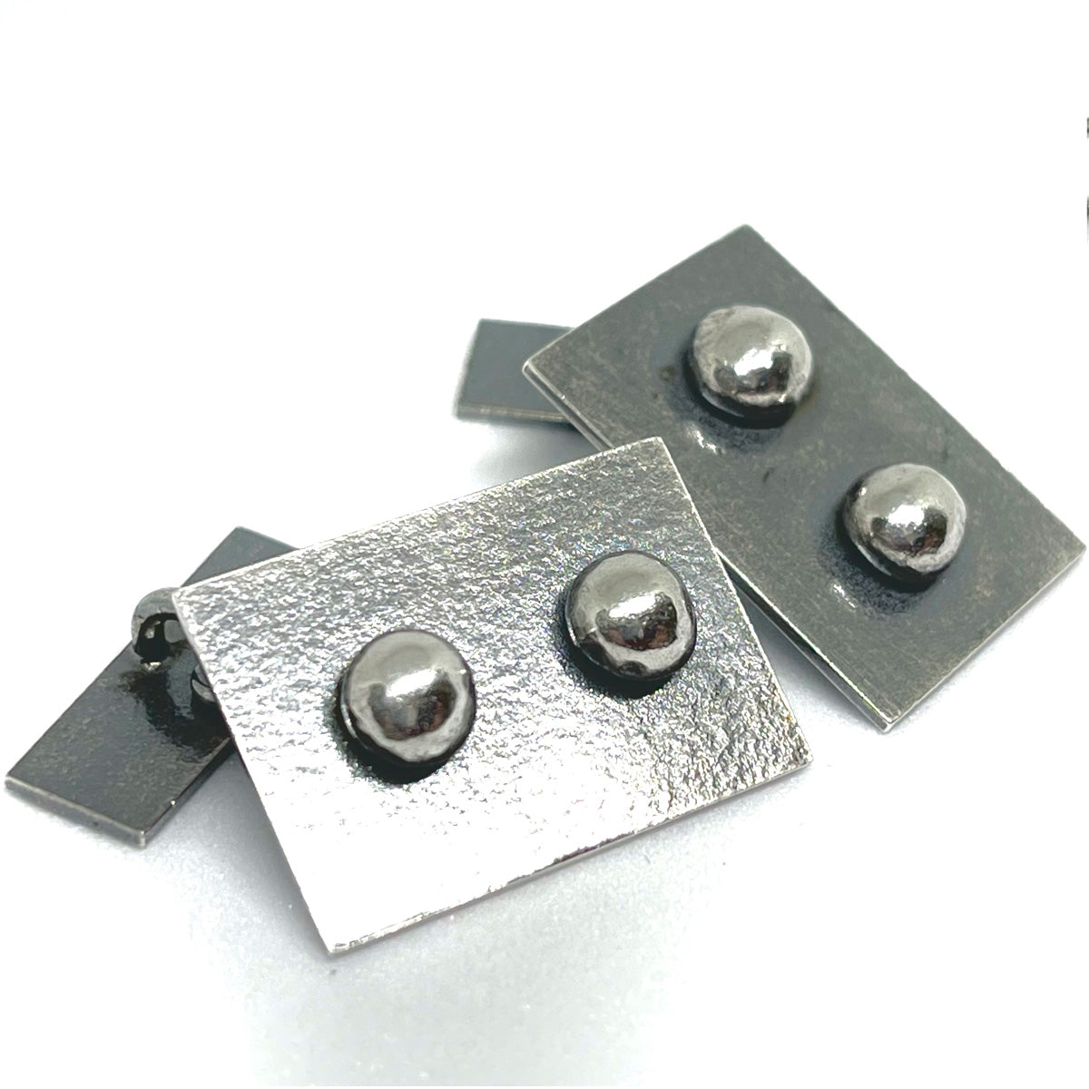 Silver Handmade Rectangular Cufflinks With Silver Drops Glyndebourne Shop
