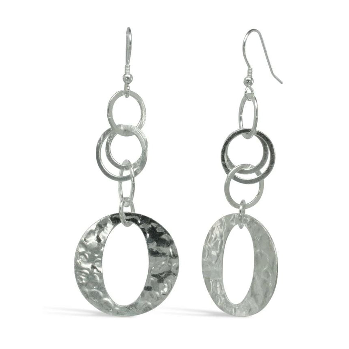 Marwar Silver Plated Hammered O Earrings 