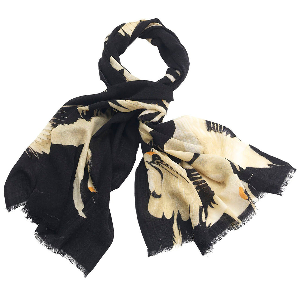 Stork Black Wool Scarf