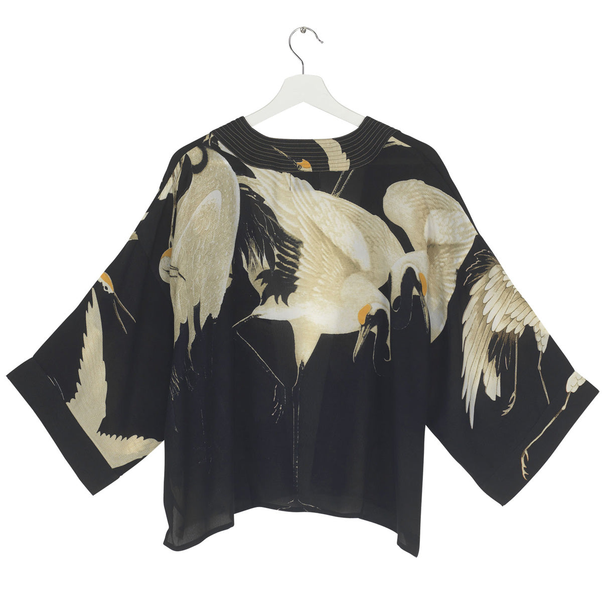 Stork Black Crepe Short Kimono