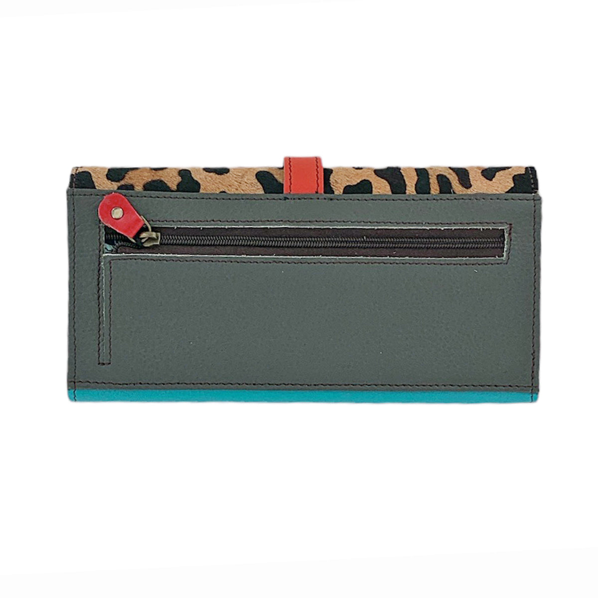 Teal Half Moon Leather Wallet