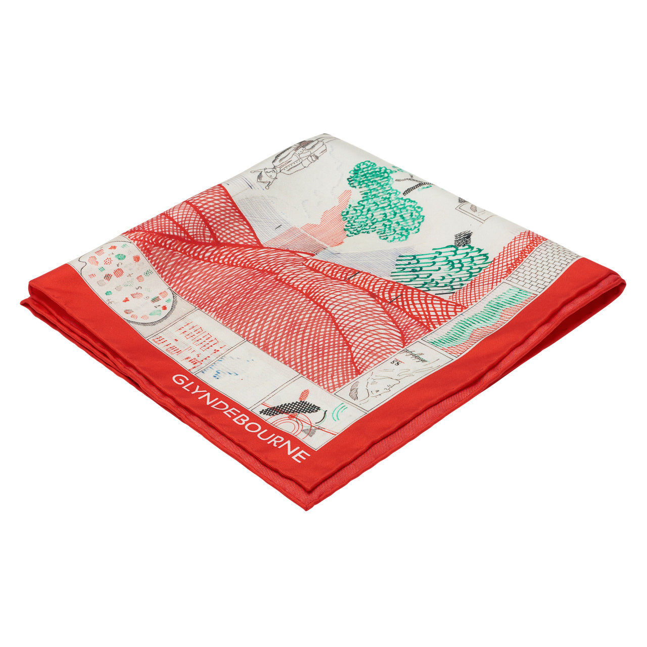 The Rake's Progress 'Drop Curtain' Silk Pocket Square by David Hockney Glyndebourne Shop