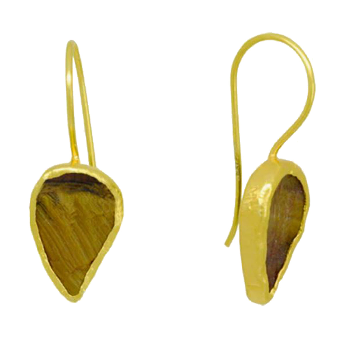 Tigers Eye Pear Earrings