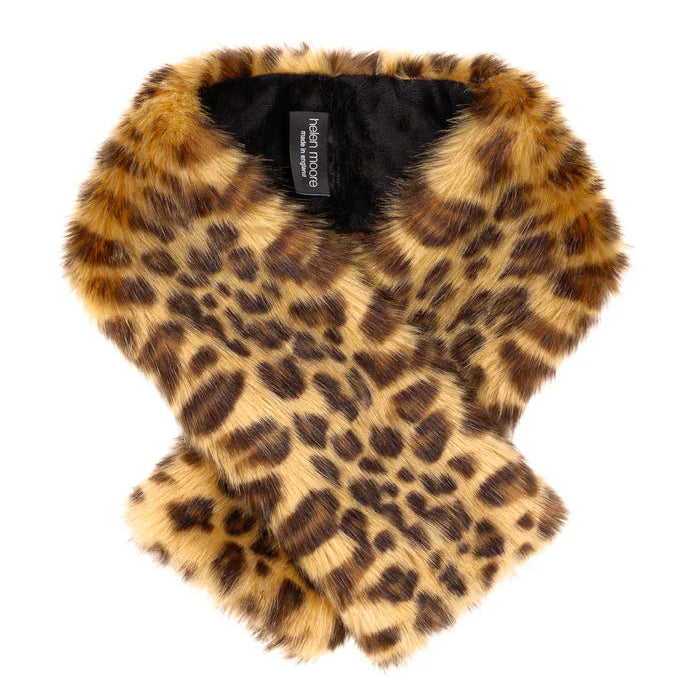 Faux fur leopard scarf