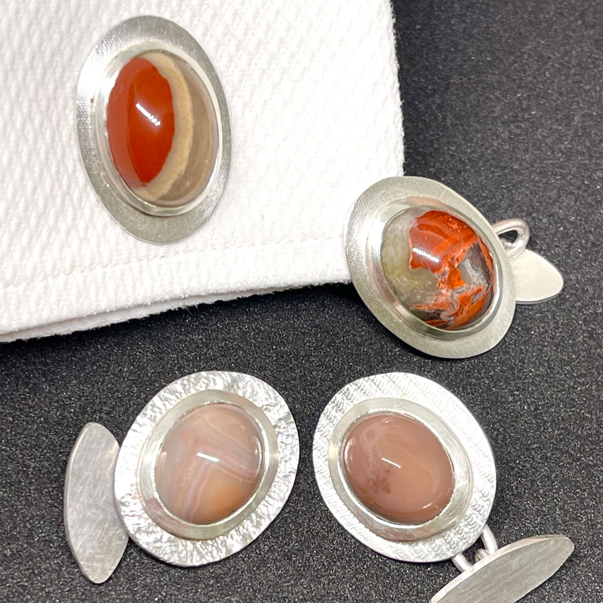 Red Victorian Agate Cufflinks
