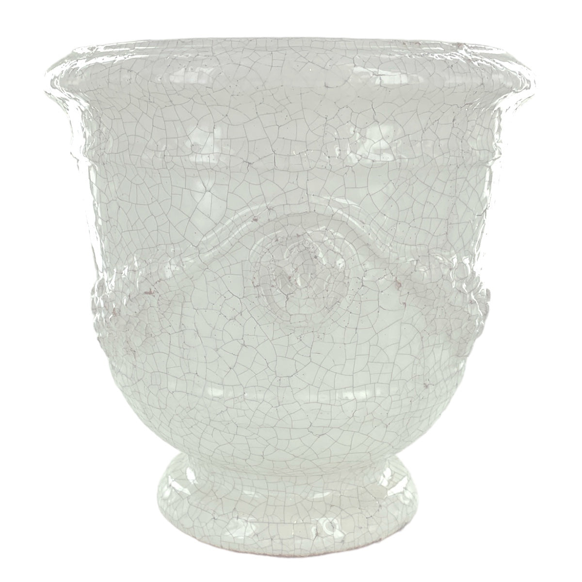 White Cracked Indoor Urn Planter