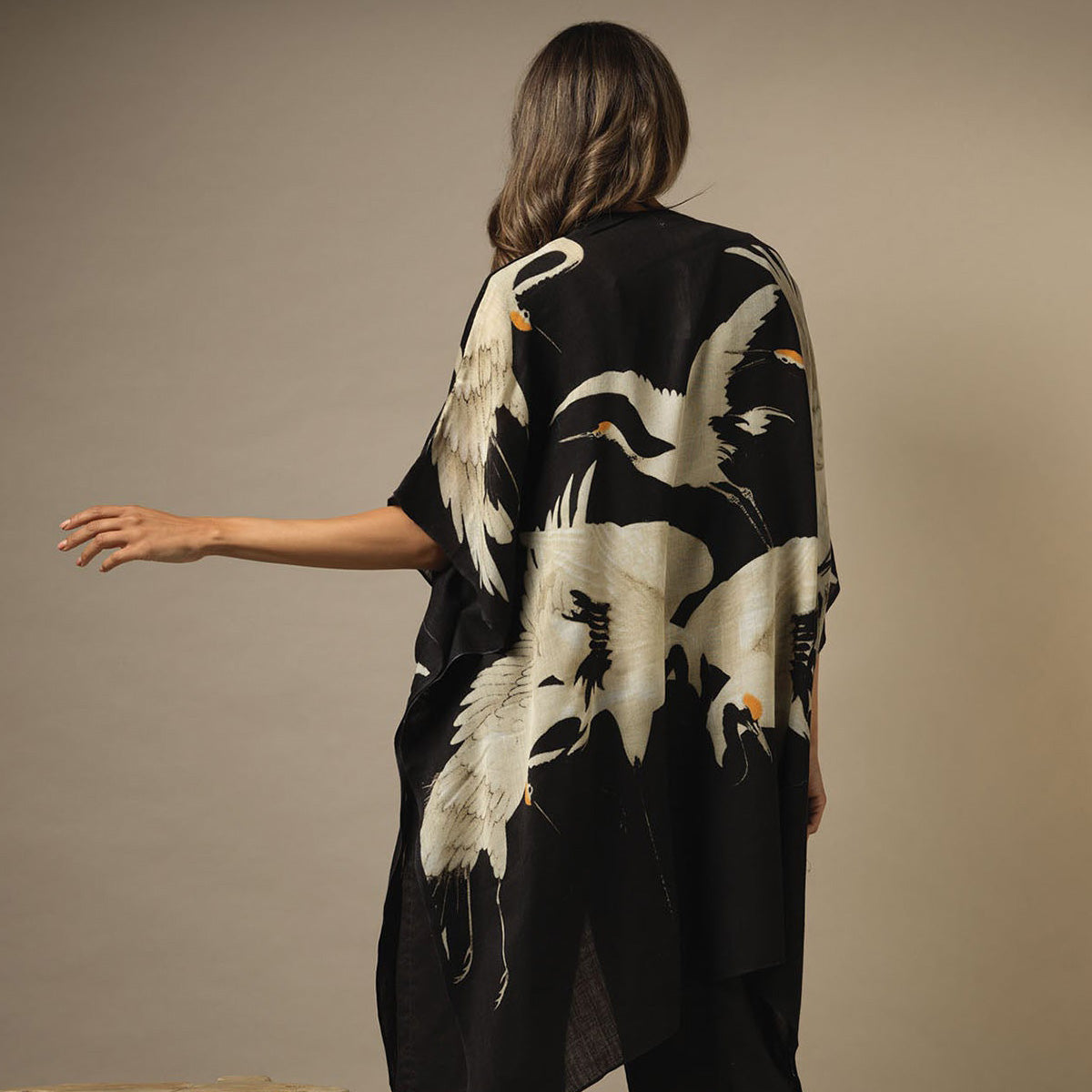 Stork Black Wool Wrap Around