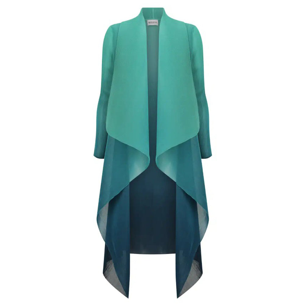 Atlantis Blue Pleated Waterfall Coat