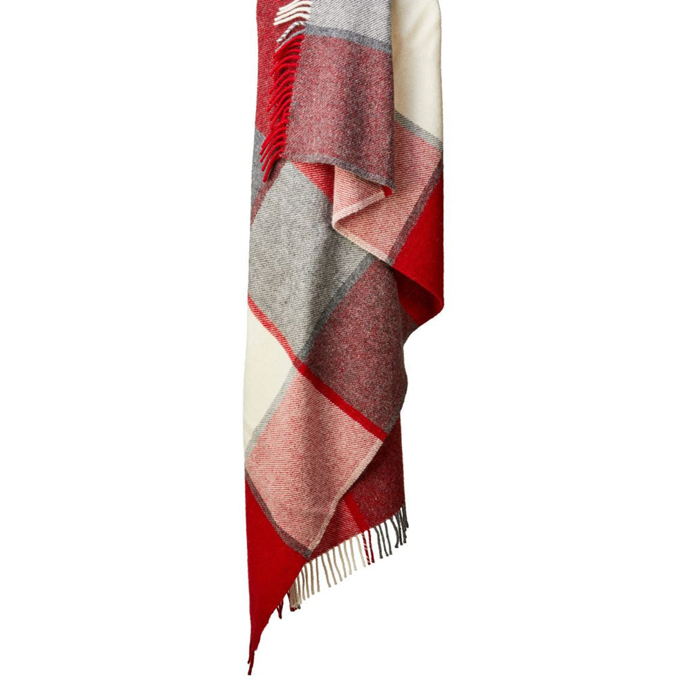 Red & Cream Block Pure New Wool Knee Throw