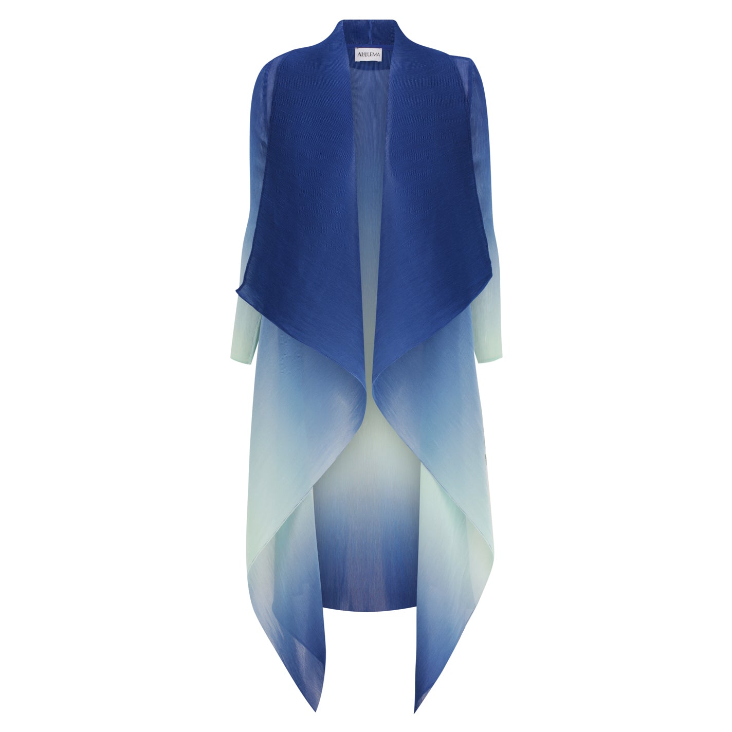 Blue Aqua Quartz Pleated Waterfall Coat