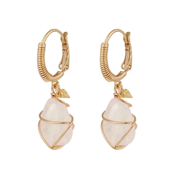 Crystal Rock Gold Drop Earrings