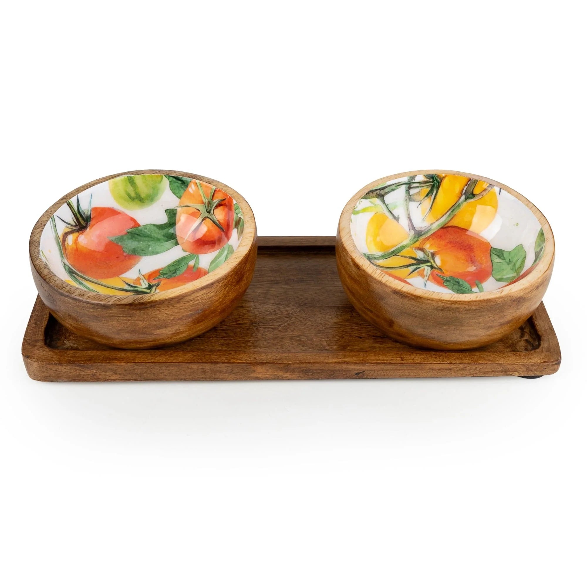 Set of two Tomato Dipping Bowls & Tray