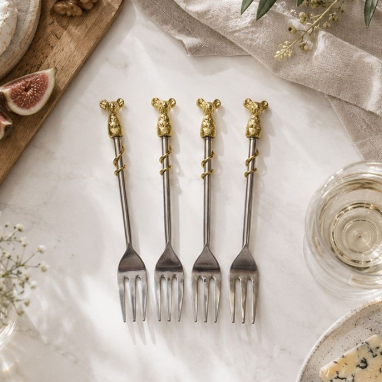 Set of 4 Mouse Cheese & Cake Forks