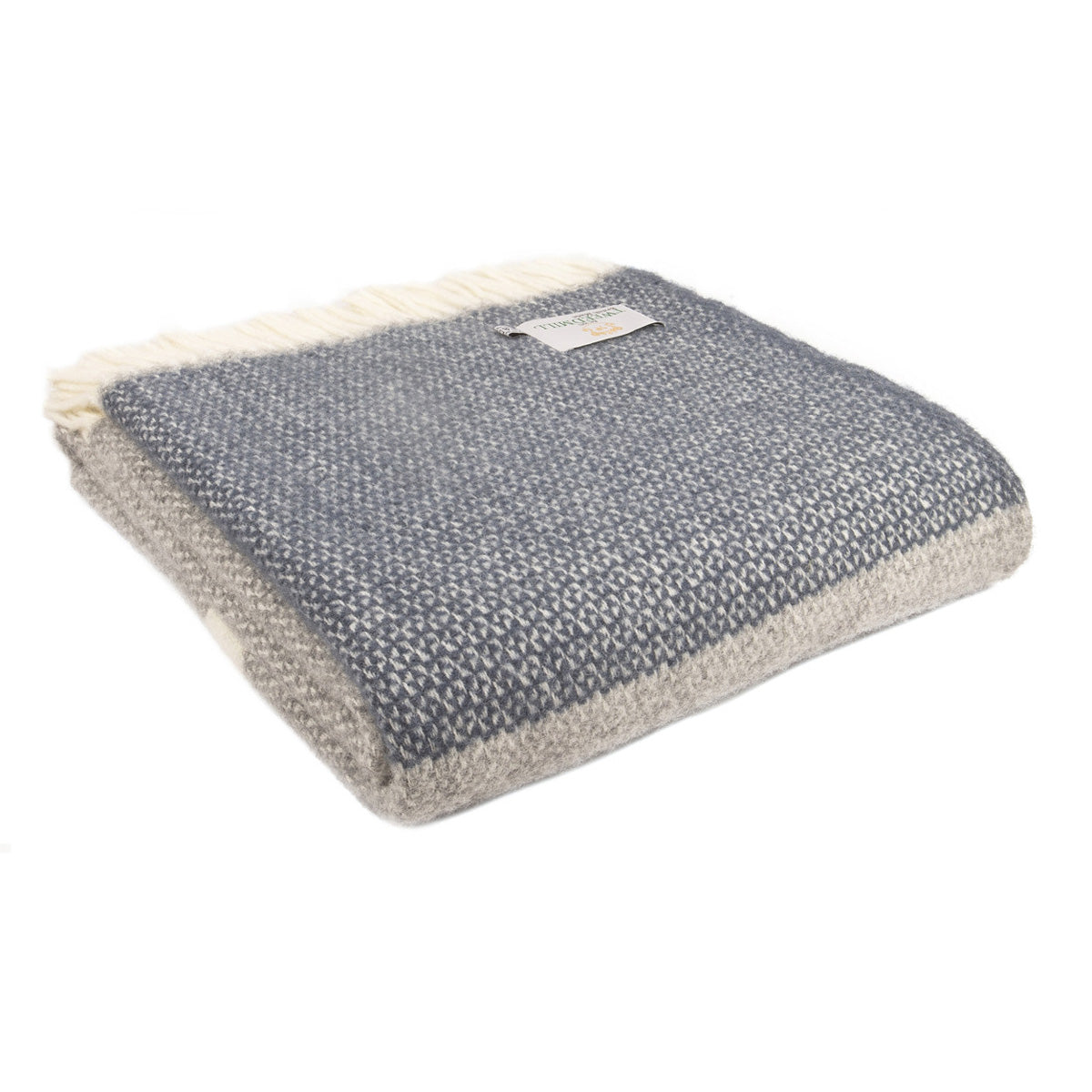 Panel Grey & Slate Blue Illusion Pure New Wool Knee Throw