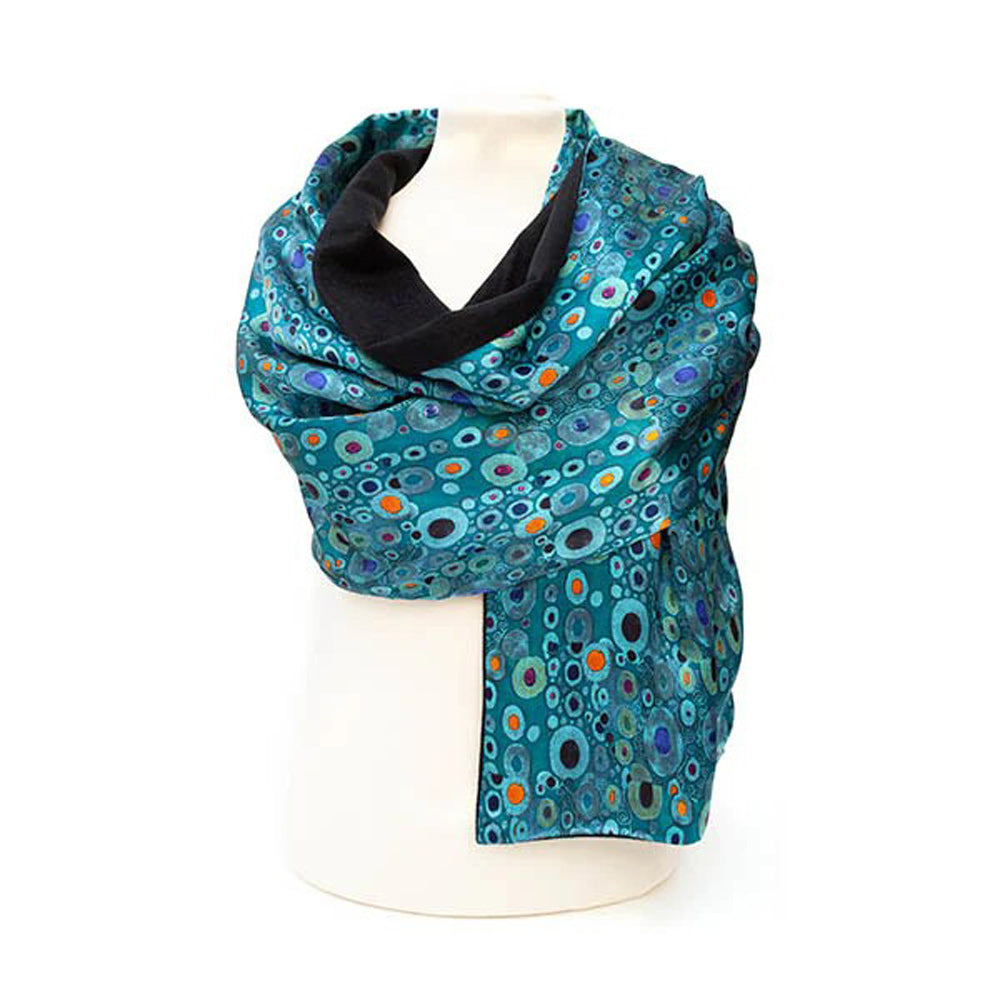 Klimt Turquoise Satin Silk Poshminia Scarf