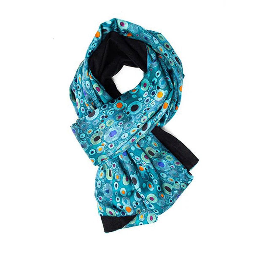 Klimt Turquoise Satin Silk Poshminia Scarf