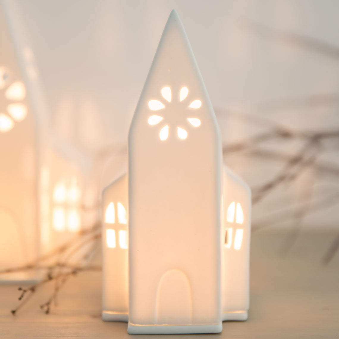 White Porcelain Light House Small Decoration