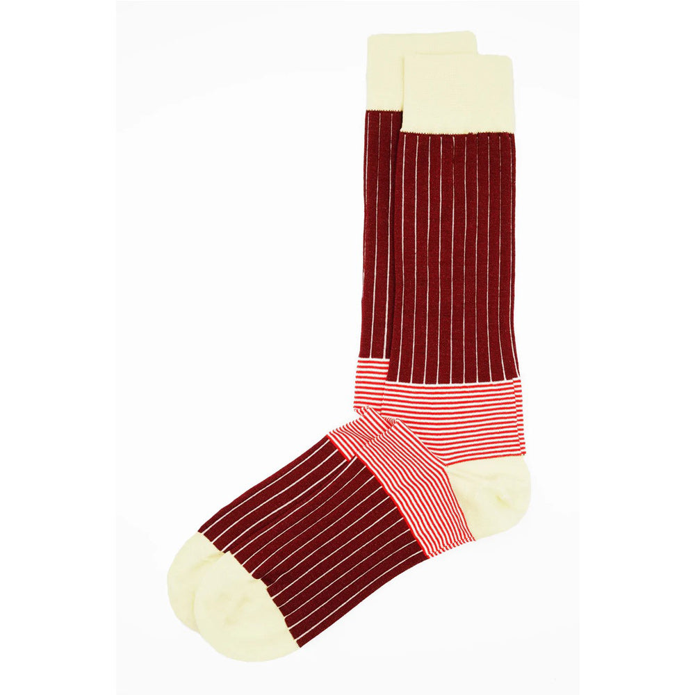 Oxford Stripe Burgundy Socks