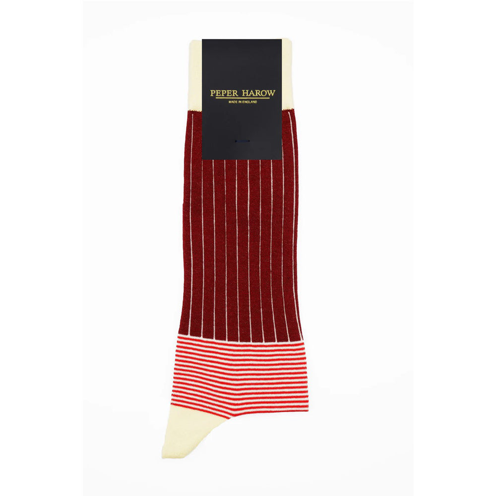 Oxford Stripe Burgundy Socks