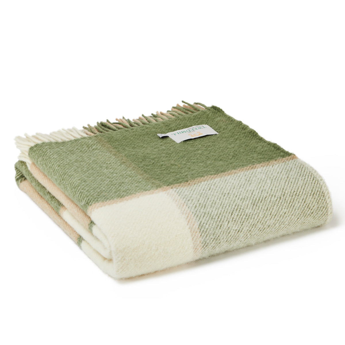 Olive Block Pure New Wool Knee Throw 