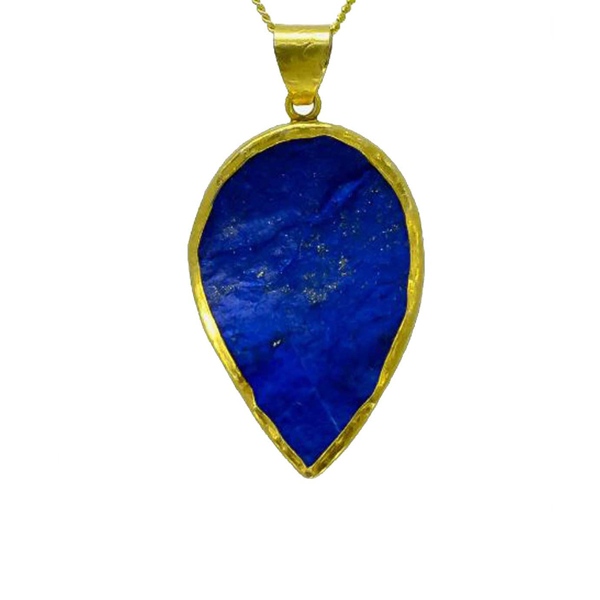 Lapis Pear 25mm Pendant & Gold Chain