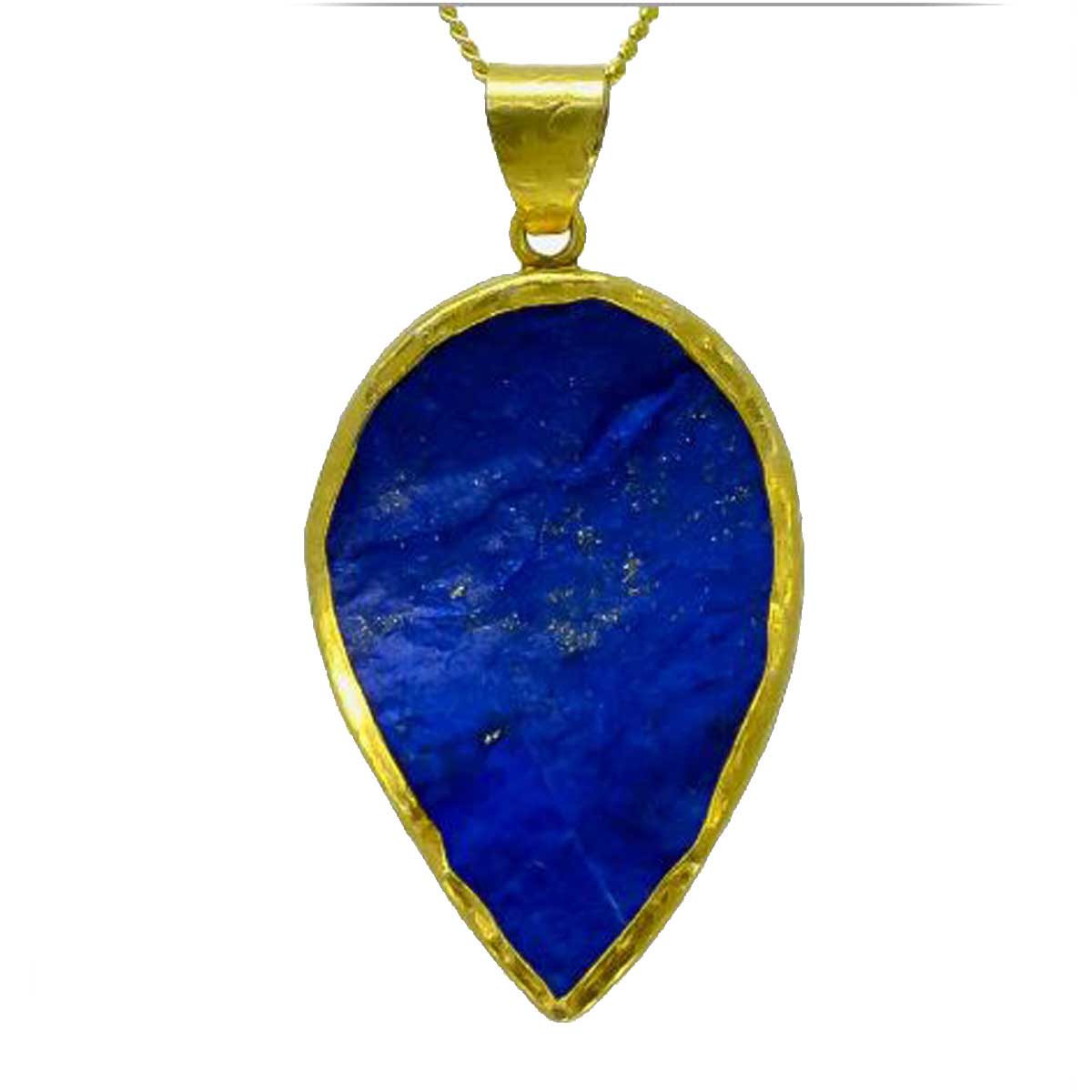Lapis Pear 40mm Pendent & Gold Chain