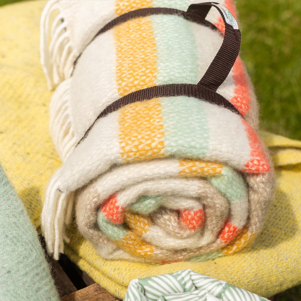 Illusion Spring Stripe Pure New Wool Picnic Rug