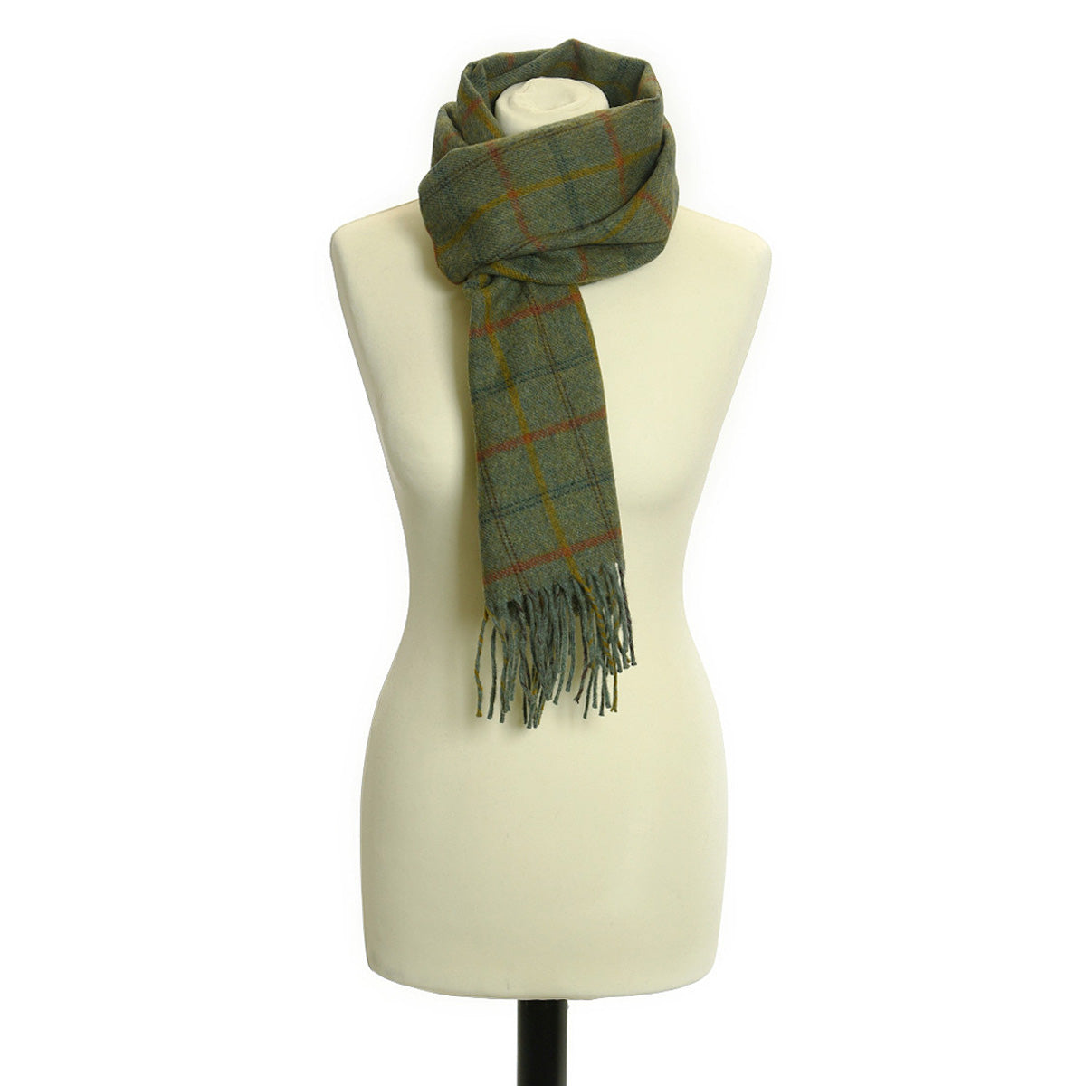 Country Check Sage Lambswool Scarf