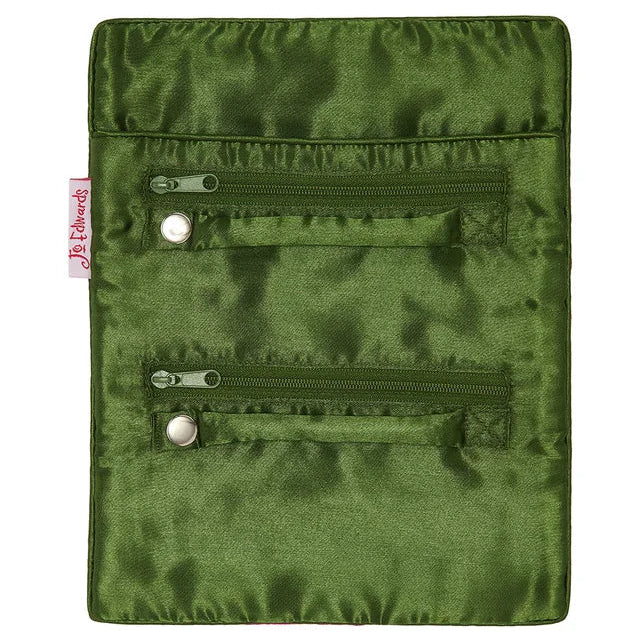 satin green jewellery roll