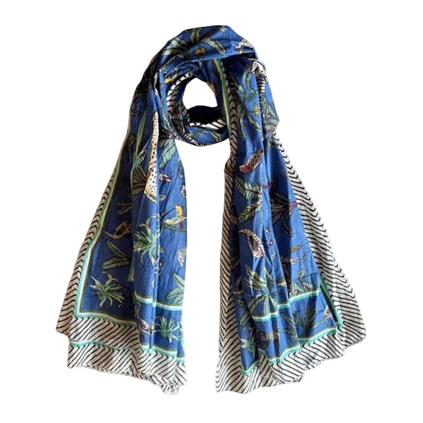 Sea Blue Jungle Pure Cotton Scarf