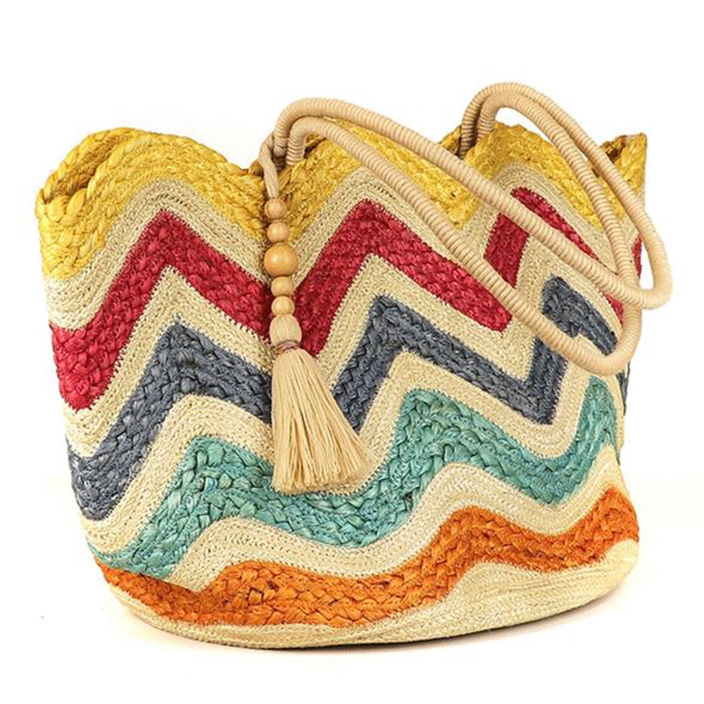Wavy Stripe Natural Jute Bag