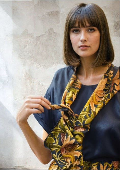 Long Collar Honeysuckle Silk Scarf