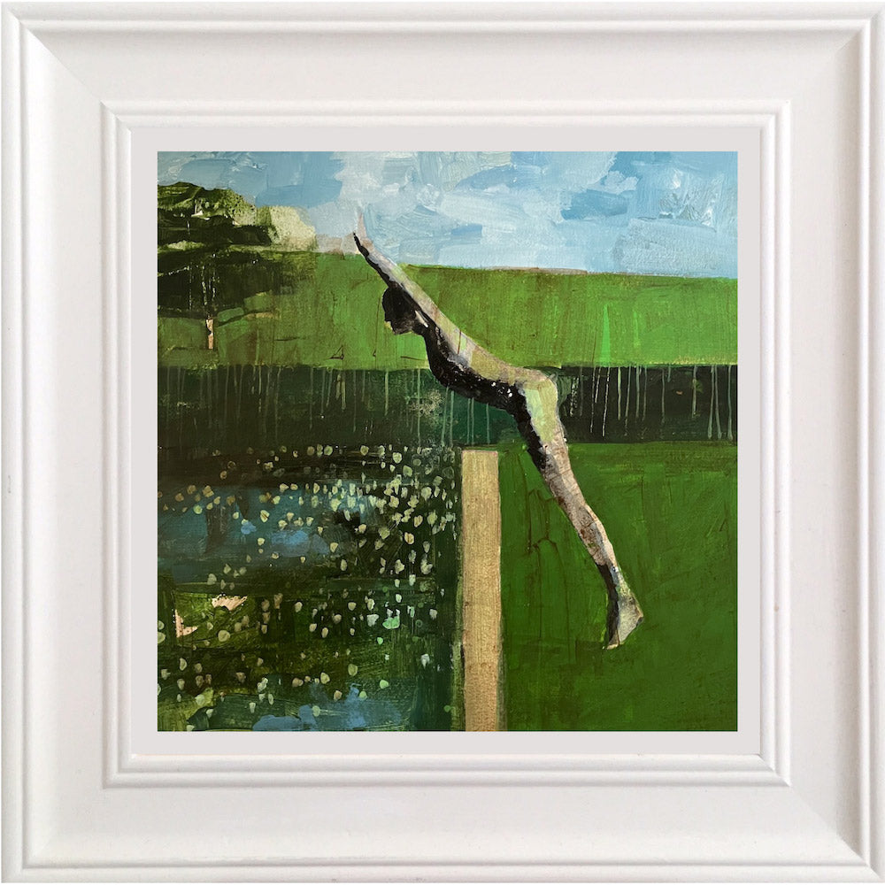 The Diving Sculpture at the end of the Lake 10.6.25 By Julian Sutherland-Beatson