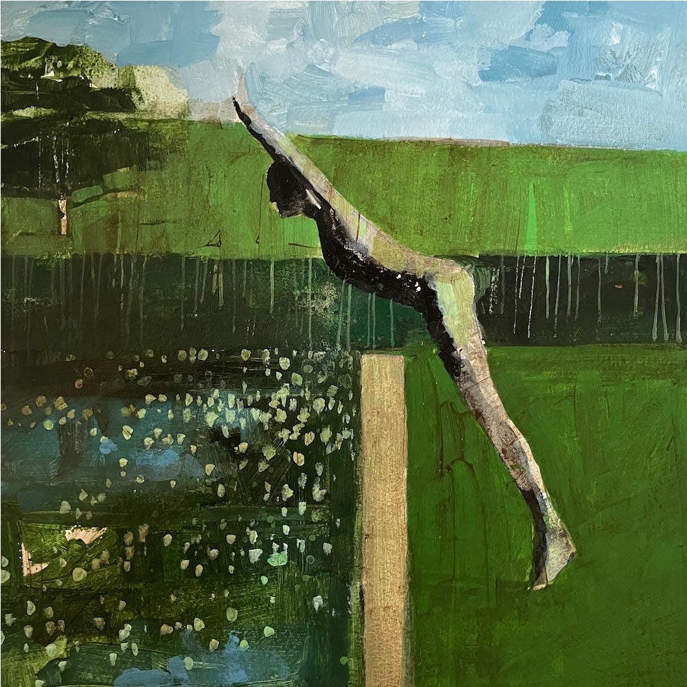 The Diving Sculpture at the end of the Lake 10.6.25 By Julian Sutherland-Beatson