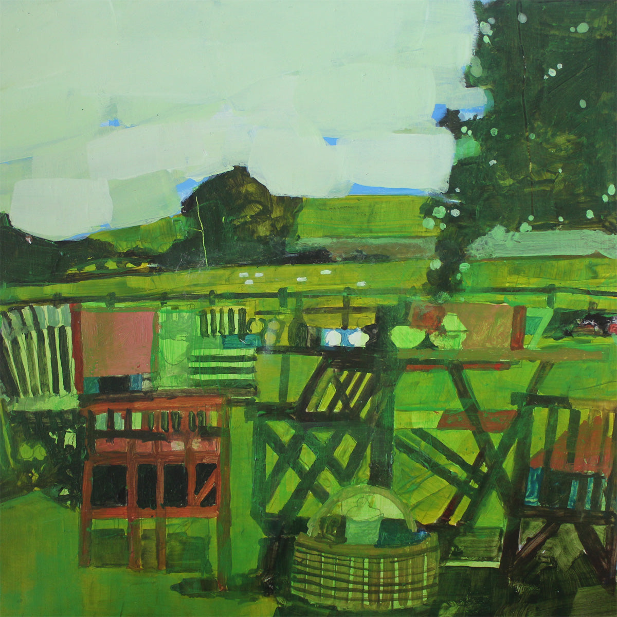 Picnic table and Downs 20.6.23 by Julian Sutherland-Beatson