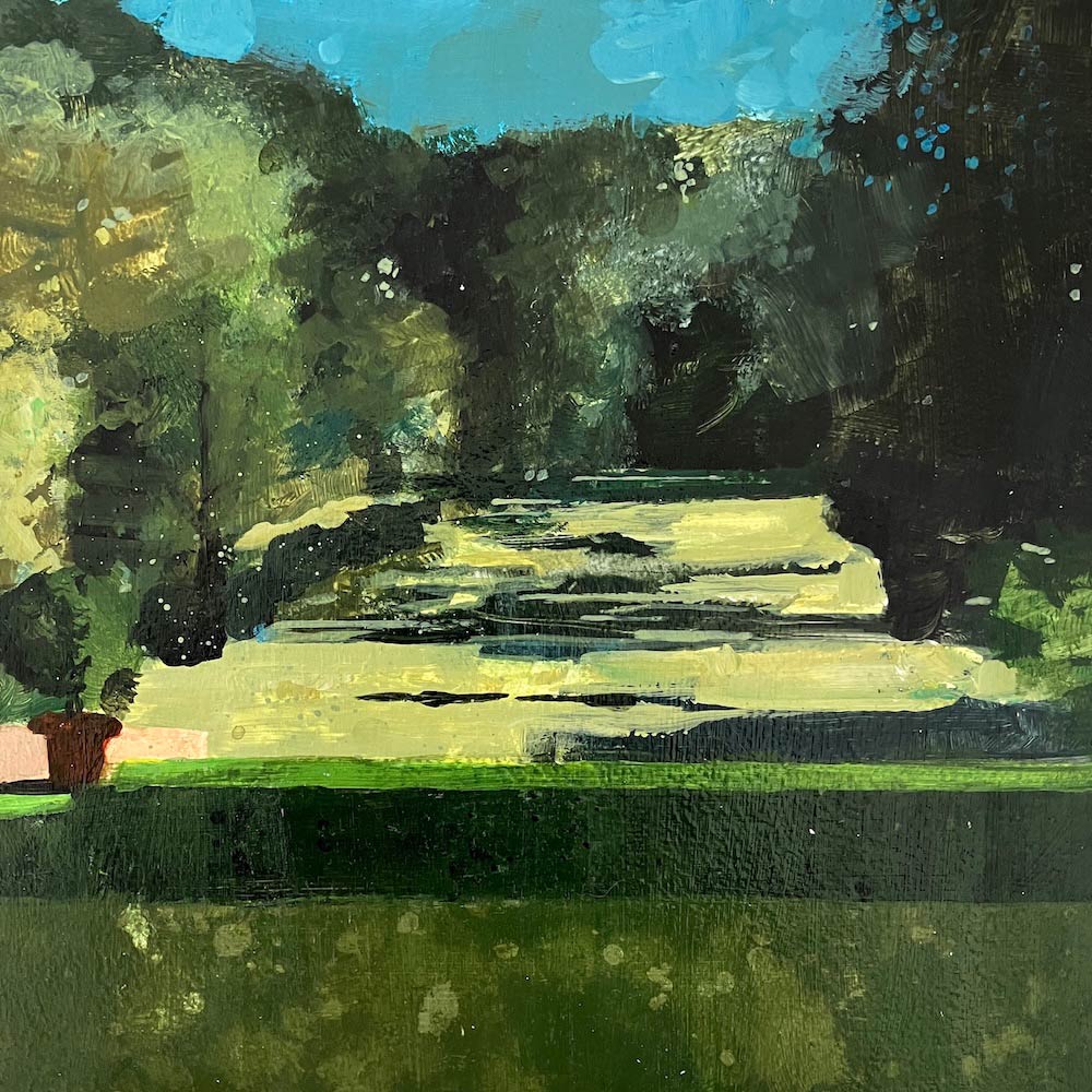 Lake with hedge 13.7.25 By Julian Sutherland-Beatson