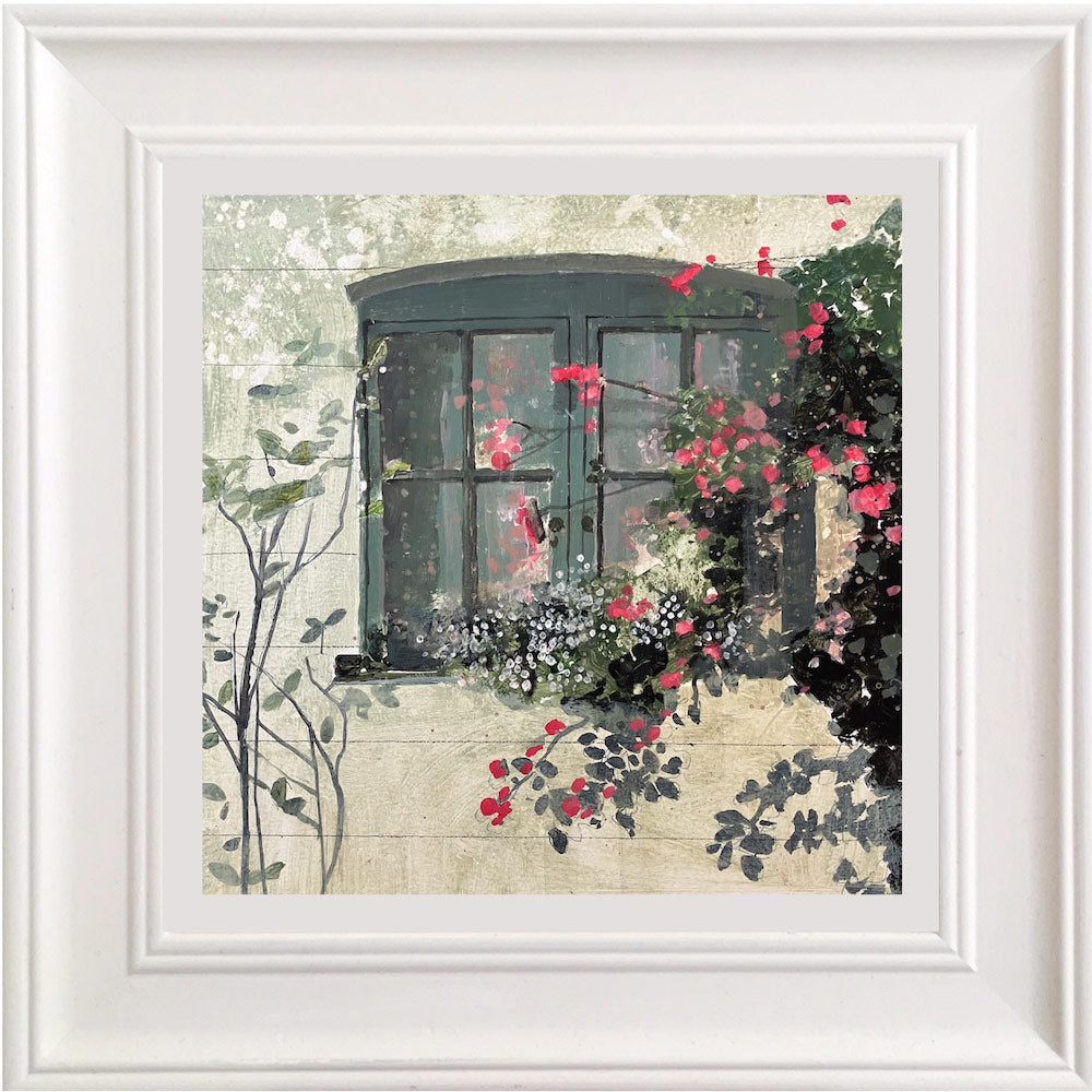 Cottage window with pink foliage 14.7.25 By Julian Sutherland-Beatson