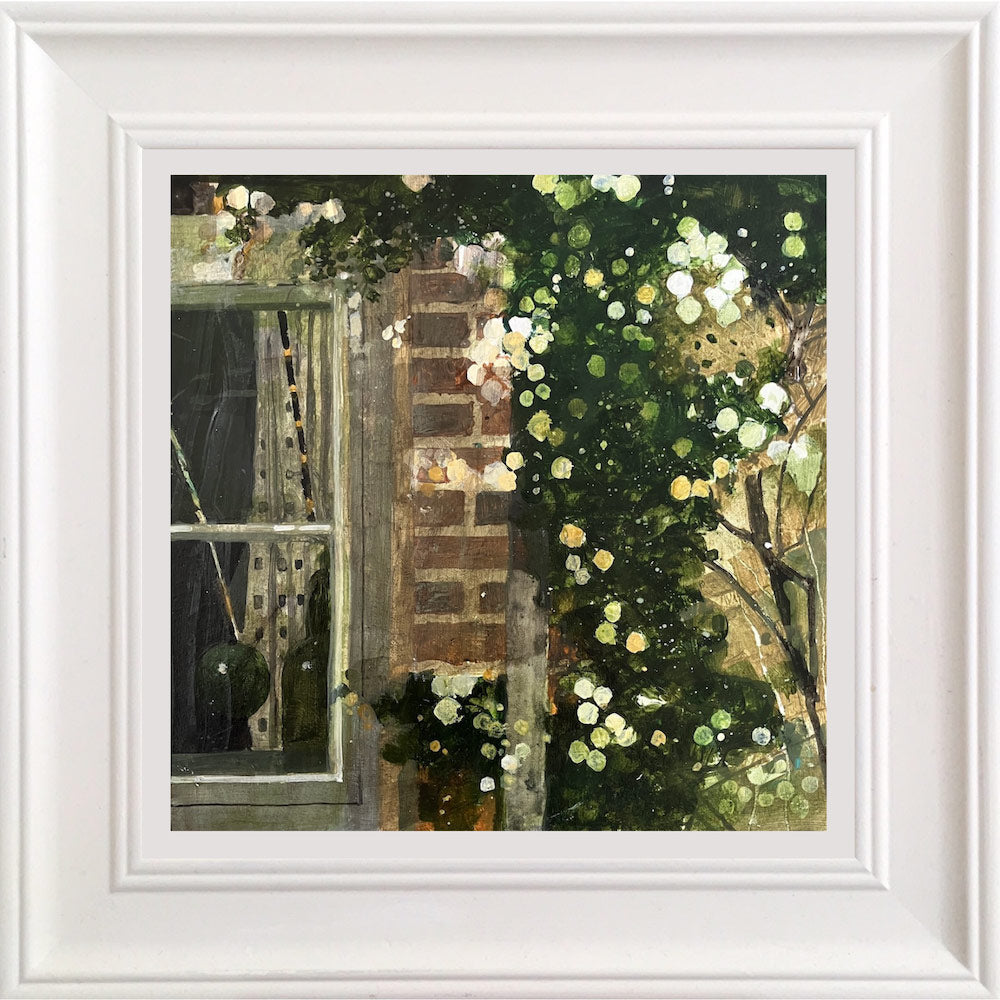 Cottage window with rambling rose 19.6.26 By Julian Sutherland-Beatson