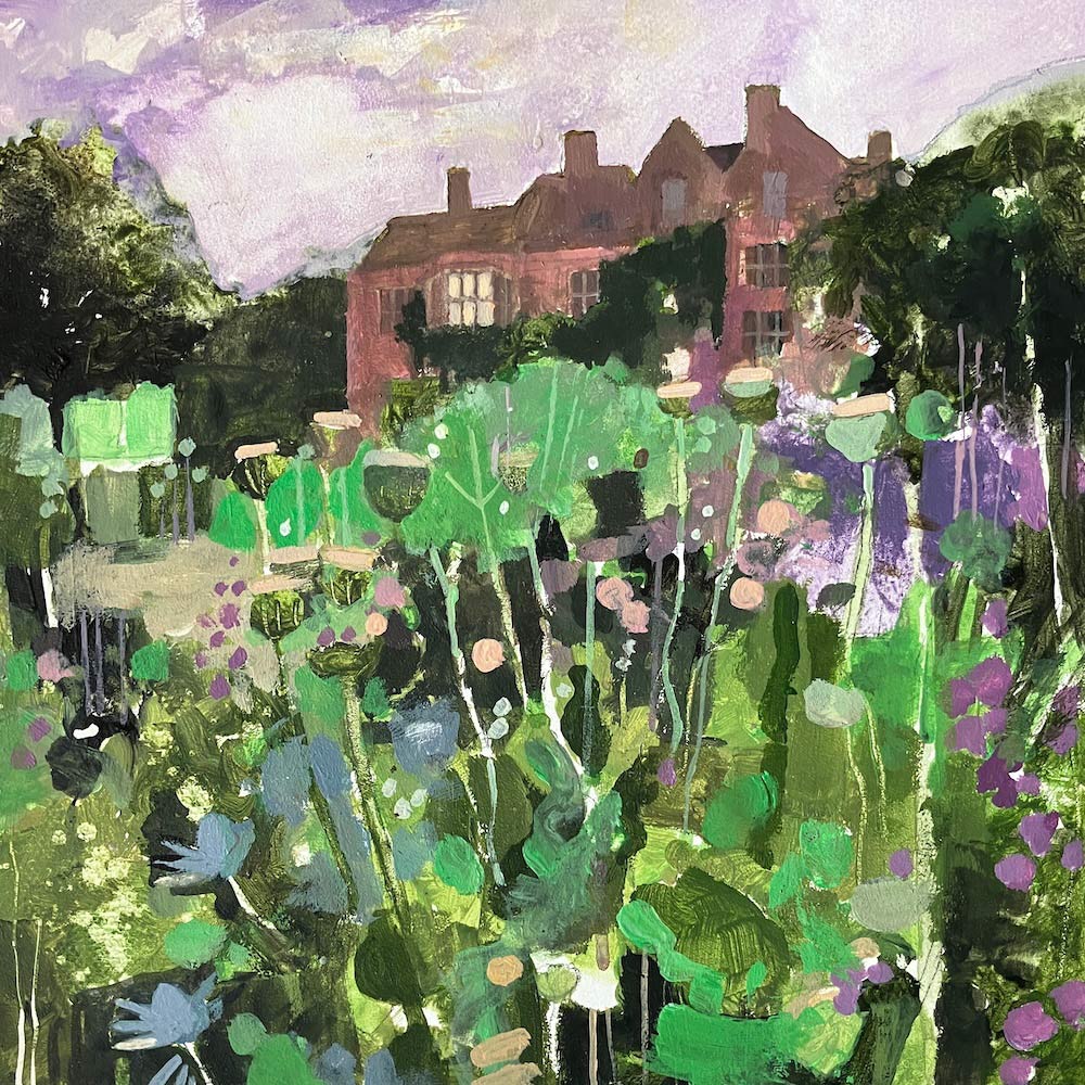 Glyndebourne House with flower border 23.7.26 By Julian Sutherland-Beatson